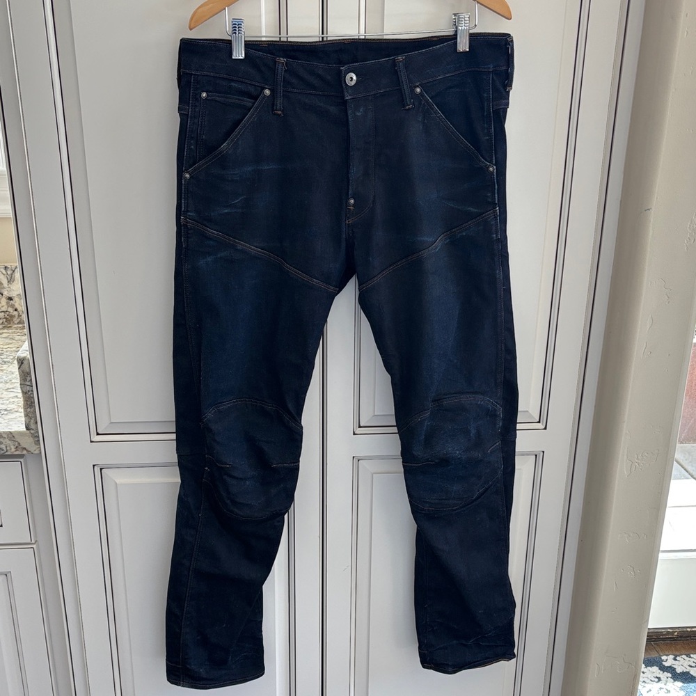 G-Star‎ 3D Straight 5620 Designer Black Denim Jeans Knee Mens Size 33 x 32